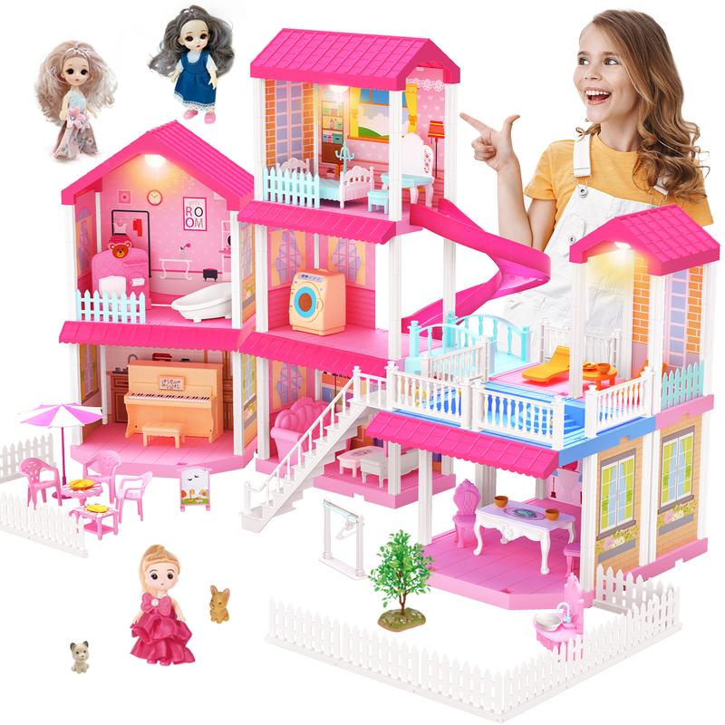 7 Room Dream Doll Houses, Happy Handmade Houses for Girls, Suitable for Christmas Birthday Gifts for Girls over 3 Years Old doll house kit  doll