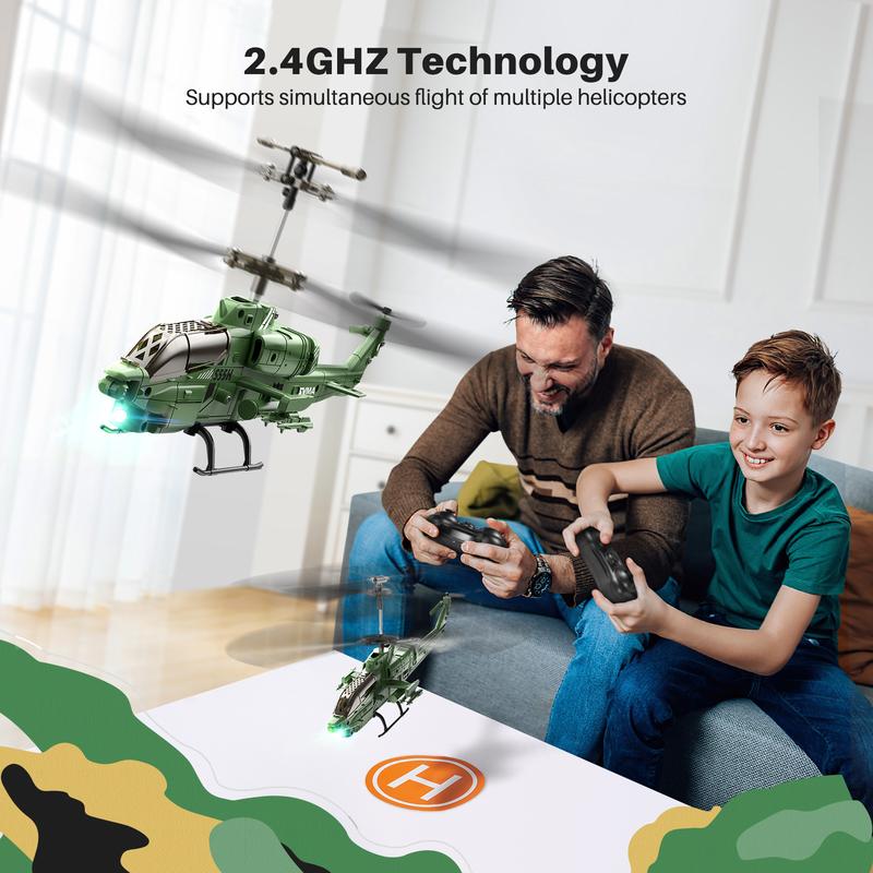 SYMA S55H RC Helicopter, AH-1 Cobra Attack Helicopter Replica Military, Remote Control Helicopter Toy for Boys and Girls with Cool Appearance Design, One Key Take Off Landing, LED Light RC helicopter for adults rc helicopter