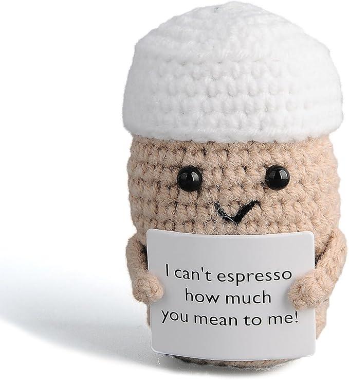 Emotional Support Crochet Coffee Espresso – Positive Gift Idea for Coffee Lovers, Perfect  Christmas ,Birthday Gift for Women, Men, Boyfriend & Girlfriend