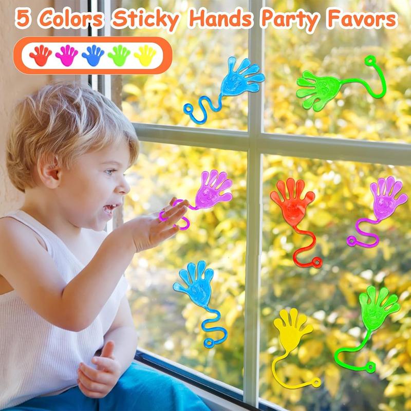 24 count Sticky Hands for Kids Party Favors Treat Gift Egg Filler Goodie Bag Stuffer Treasure Box Toy Classroom Carnival Prizes Student Mini Bulk Pinata Slap Hand Sensory Fidget Stretchy Toy Halloween