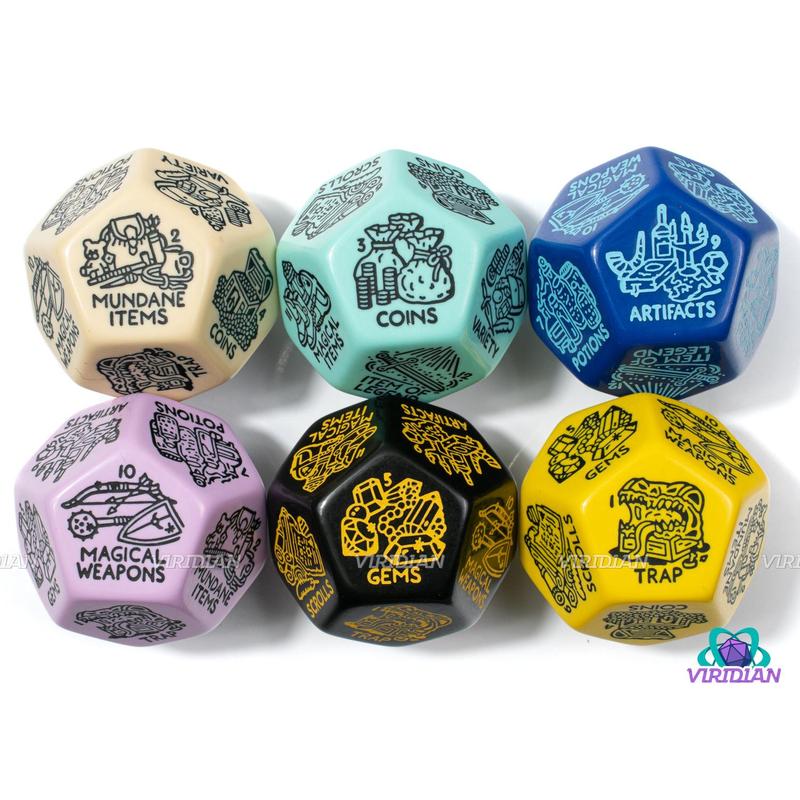 Treasure Generator Die | Random D&D Loot Reward Trove Dice, 30mm | Giant Acrylic D12 (1)