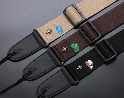 Guitar Strap, Bass Guitar Straps Acoustic Electric Woven Simple Leather Ends Adjustable Vintage with Pick Pocket