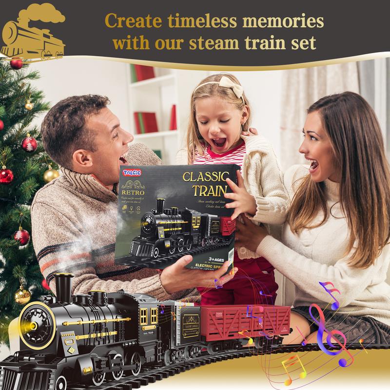 Christmas Train Set, Christmas Tree Train Toys for Boys with Steam Smoke, Lights and Sound, Christmas Train Sets for Around The Tree, Toddler Model Trains for 3 4 5+Kids Toddlers Christmas Toys