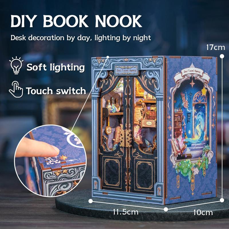 CUTEBEE DIY bookcase with LED lights. Creative DIY toys. Bookcase decoration. Holiday gift with LED lights,cover dust