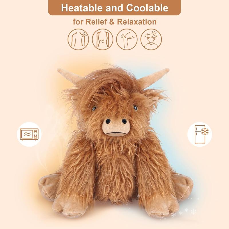 Highland Cow Stuffed Animal Microwavable Heating Pad Kid Gifts