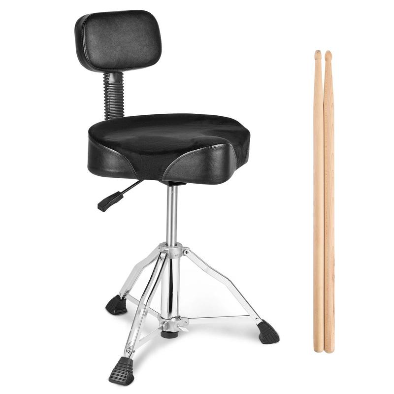 VEVOR Drum Throne with Backrest, 19.3-25.2 in 490-640 mm Height Adjustable, Hydraulic Saddle Padded Drum Stool Seat with Anti-Slip Feet Drumsticks 500 lbs 227 kg Max Capacity, 360°Swivel for Drummers