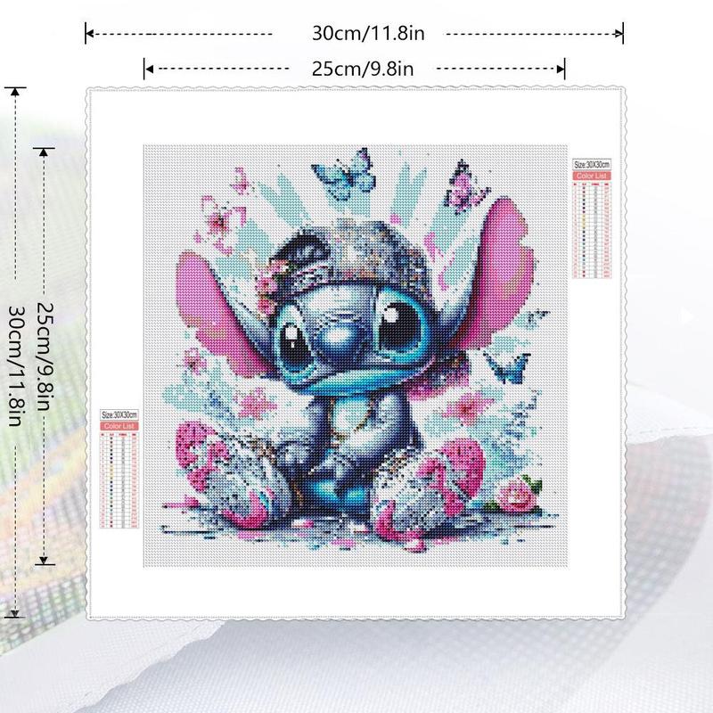 Stitch with Butterfly Pattern DIY Diamond Arts Colorful Painting without Frame, 5D Diamond Arts Colorful Painting, DIY Decorative Art Picture for Beginner