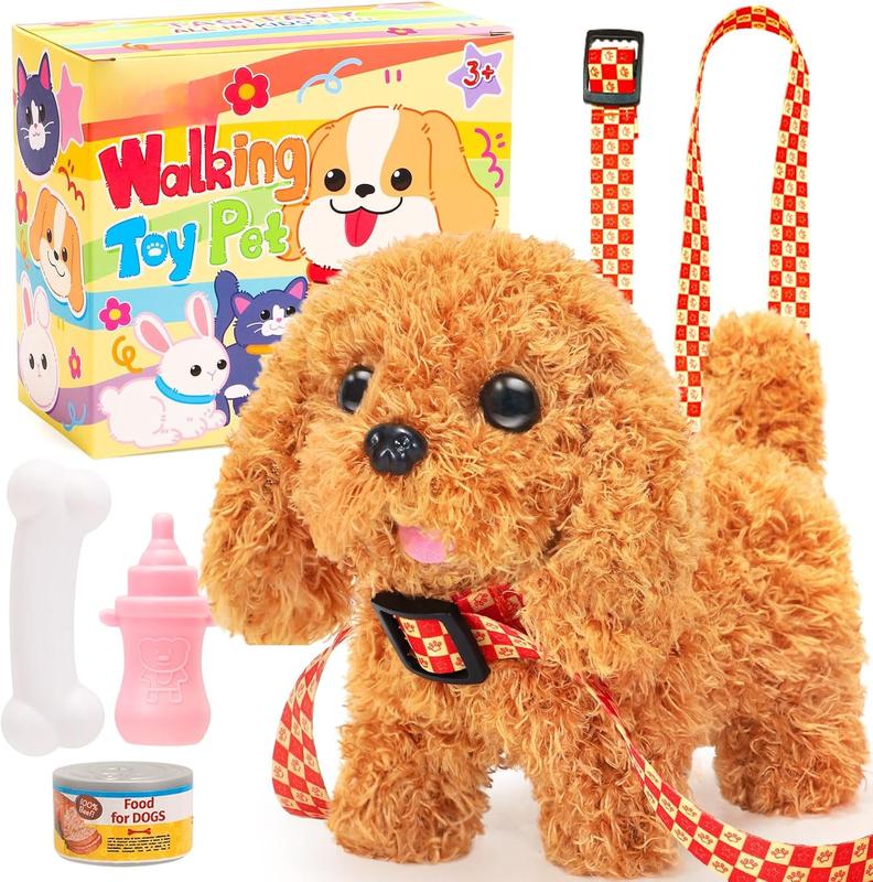 Plush Toys Puppy   Dogs That Walk and Bark,Tail Wagging  Dog Interactive Dog  for  with Leash,Easter Christmas Birthday Gift for