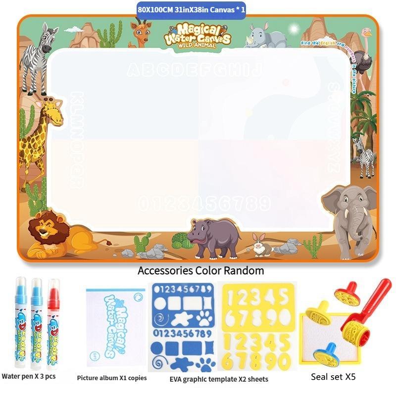 Magic Water Drawing Mat Painting Kit, 1 Set Drawing Doodle Pad with Stamps Templates & Water Pens, DIY Art Supplies, Thanksgiving, Christmas Gift