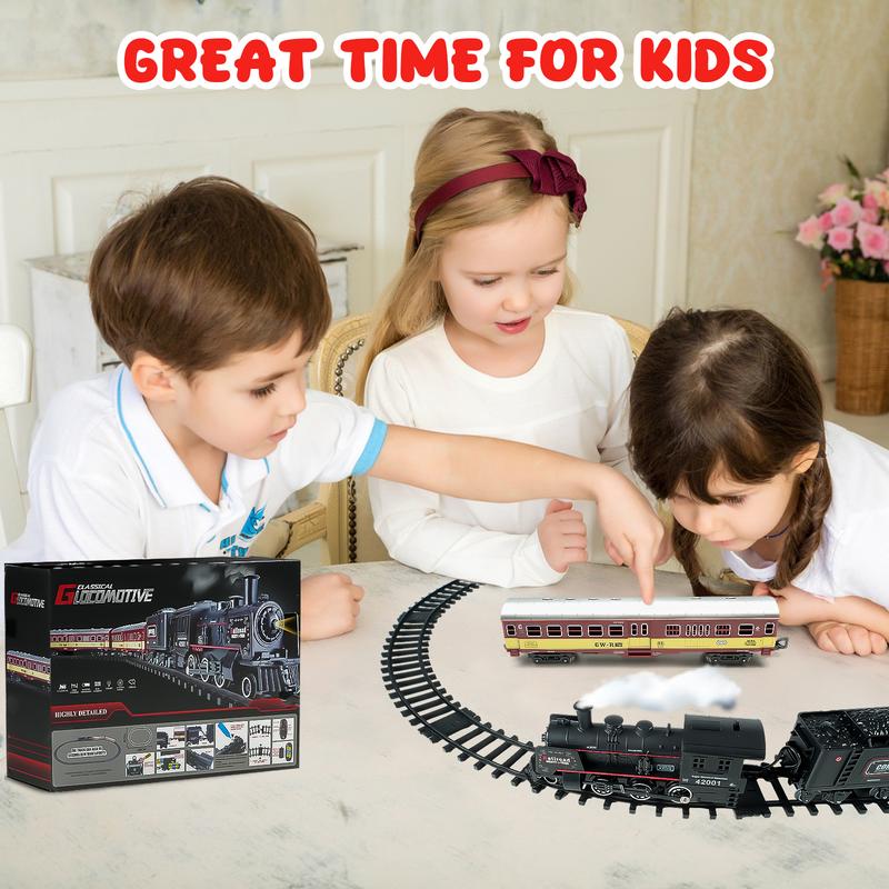 Christmas Steam Locomotive Train Set - Electric Trains Cars & Tracks, Sounds & Lights,Christmas Toys for Kids, Incorporating Christmas Train and Model Train Layout Elements