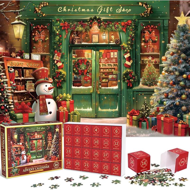 Puzzle Advent Calendar 2024, Advent Puzzles for Adults Kids 2024, 1008 Pieces Christmas Countdown Calendar 2024, Santa Claus Home Advent Calendar Jigsaw Puzzle christmas gift xmas decoration