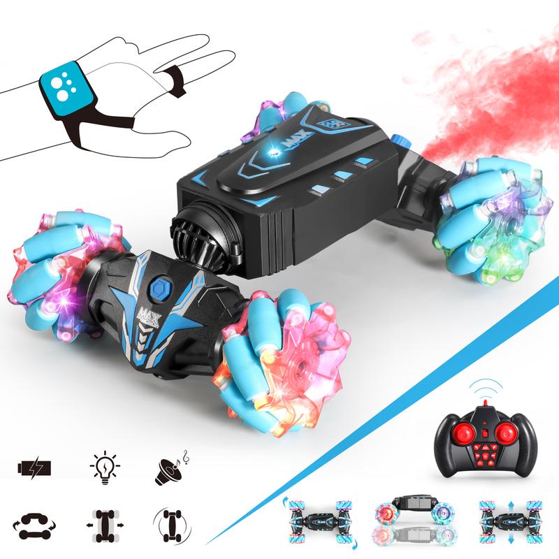 VANLINNY Gesture Sensing RC Stunt Car with Light & Music,Hand Controlled Toy,4WD 2.4GHz 360° Flips Spray, 2024 Christmas GIfts for Kids