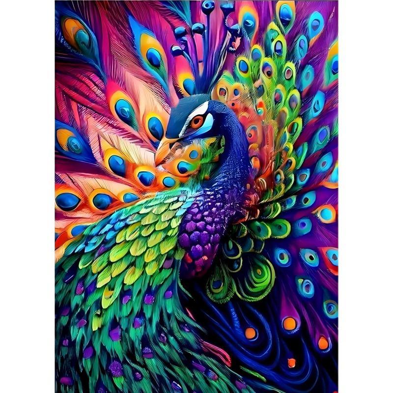 Peacock Pattern Diamond Painting Kit, DIY 5D Diamond Painting by Numbers Kit, Wall Art Decor