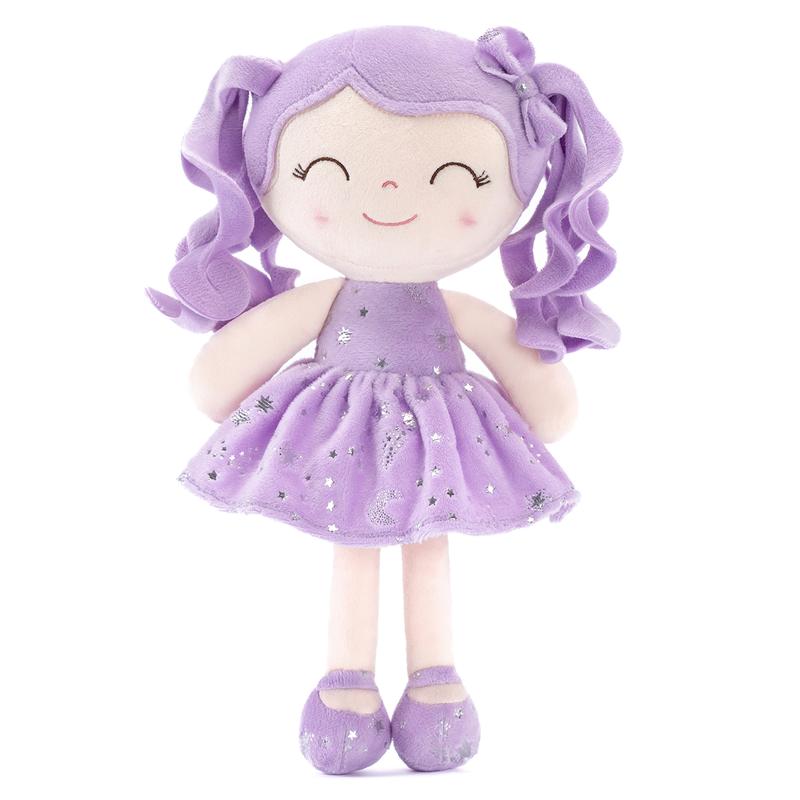 Plush Doll Baby Dolls Soft Dolls Baby Girl Gifts Curly Hair Plush Figures Curly Hair Starry Sky Series Purple Stars(New)  12 inches