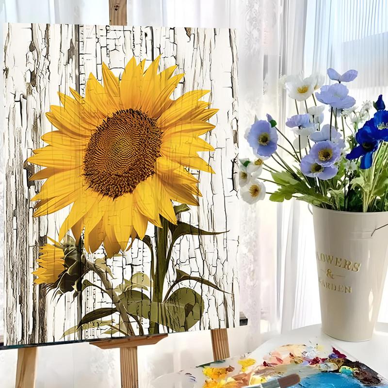 Sunflower Pattern DIY Painting By Numbers Kit without Frame, 1 Set DIY Wall Art Painting for Home Living Room Bedroom Decor, Birthday Gift