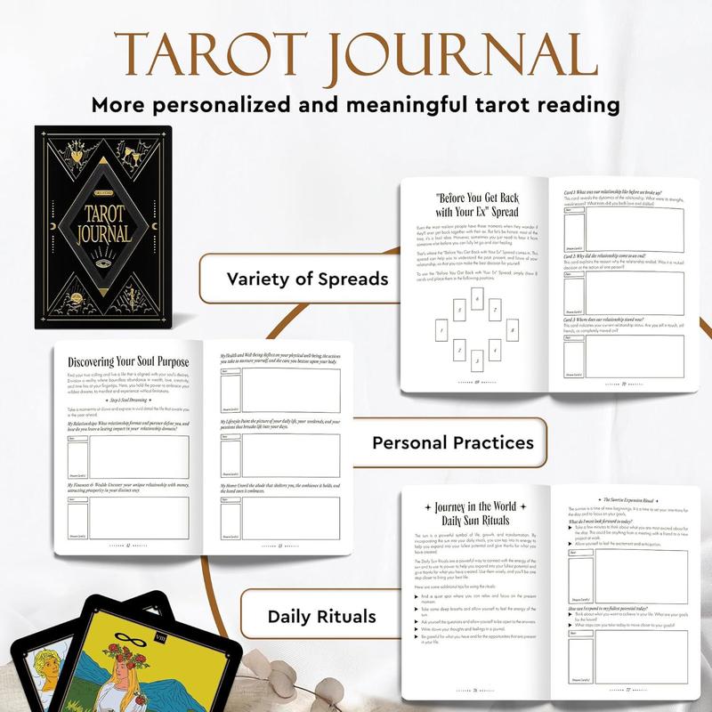 Wyspell Tarot Kit Includes Gold Tarot Cards with Guide Book, a Tarot Cloth, a Tarot Bag, a Tarot Journal, and a Classic Tarot Deck Holder - Beautiful Tarot Cards for Beginners Kit