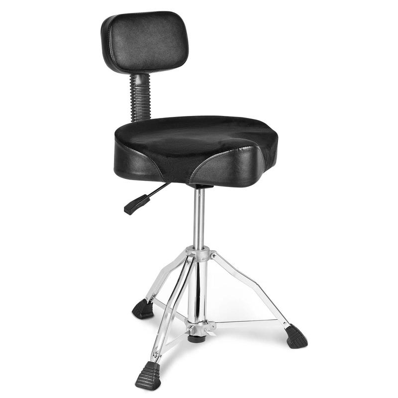 VEVOR Drum Throne with Backrest, 19.3-25.2 in 490-640 mm Height Adjustable, Hydraulic Saddle Padded Drum Stool Seat with Anti-Slip Feet Drumsticks 500 lbs 227 kg Max Capacity, 360°Swivel for Drummers