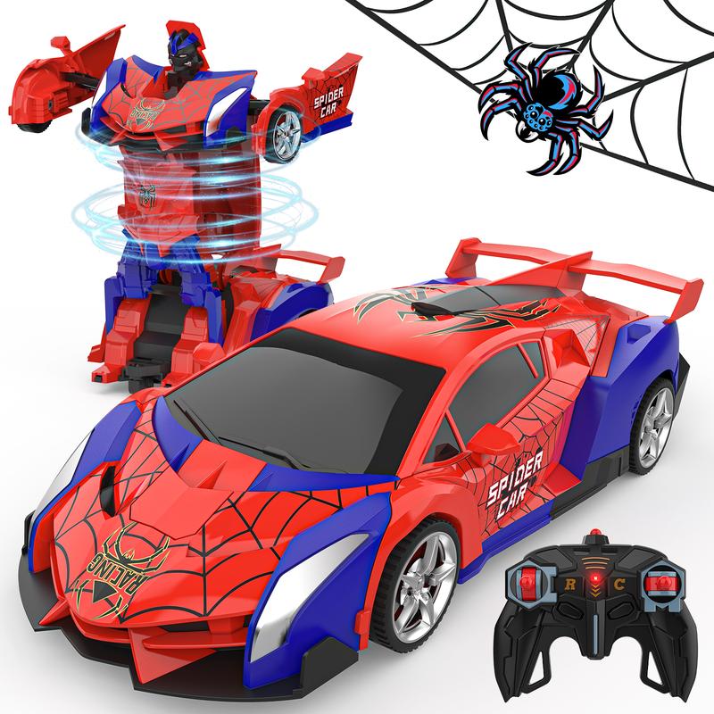 BLUEJAY Transform Rc Cars, 2.4Ghz Remote Control Car 1:18 Scale Transforming Robot, One-Button Deformation 360° Rotation Car Toy Gifts. control car transformer  car train toy remote  control remote  control Transform RC