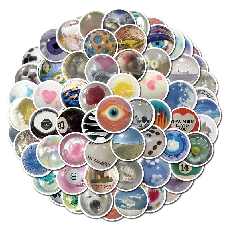 Mixed Pattern Round Sticker, 60pcs set Self Adhesive Decorative Sticker, DIY Decal for Water Bottle & Phone Case & Scrapbook & Journal Making