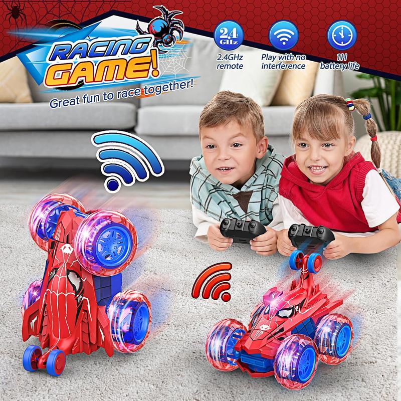 Spider Remote Control Car RC Car Toys for Boys 3 4 5 6 7 8 9 10 Year Old,360 Fast Stunt RC Cars with 4WD Wheel Lights,Fun Spider Toys Birthday Gifts Chritmas Stuffer for Kids Boys Age 3-5 4-6 5-7 6-8