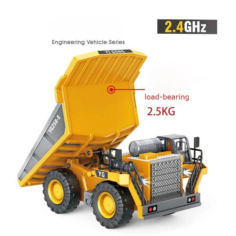 9 Channels 2.4g Mining Dump Truck, 1 Box Plastic Alloy Engineering Car Model with Light & Sound Effects, Indoor & Outdoor Toy Cars for Kids