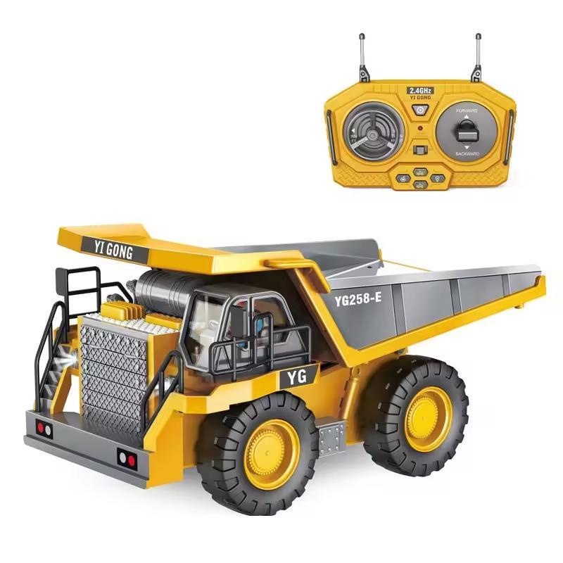 9 Channels 2.4g Mining Dump Truck, 1 Box Plastic Alloy Engineering Car Model with Light & Sound Effects, Indoor & Outdoor Toy Cars for Kids