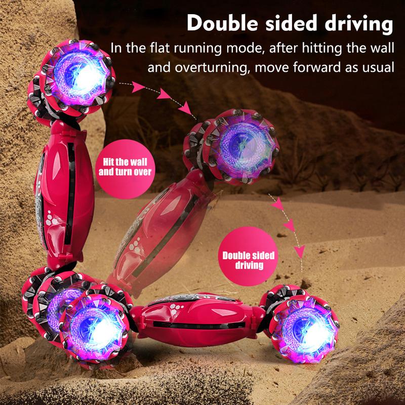 Gesture RC Car Hand-controlled Stunt Car, Flat Climbing Dual Mode, Remote Control Gesture Sensor Toy Car Dual Control, LED Lights, 2 Types of Tires, Suitable for Birthday Gifts