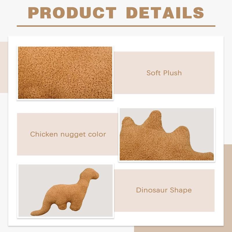 Dinosaur Chicken Nugget pillow upgrade super soft dinosaur plush, gold nugget shape room decoration, dinosaur lovers, dinosaur themed party decoration Christmas gift holiday gift