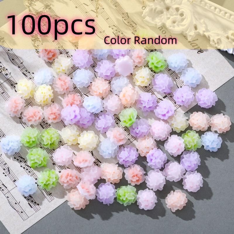 Mini Simulation Ornament, 50pcs 100pcs Random Colorful Resin Luminous Flowers, DIY Handmade Jewelry Nail Art Decoration, Micro Landscape Fish & Aquatic Supplies