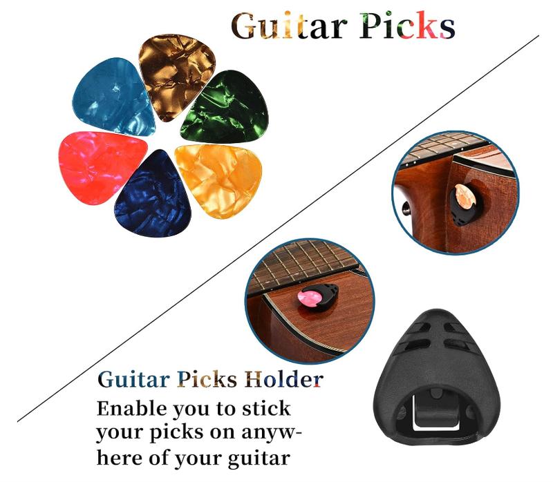 Guitar Capo, Guitar Picks, Guitar Accessories with Guitar Tuner, Capo for Acoustic Guitar, Bass, Buzzing-Free, Quick Release, Guitar Tuner Clip on for Guitar, Violin, Bass, Ukulele Chromatic, Rosewood