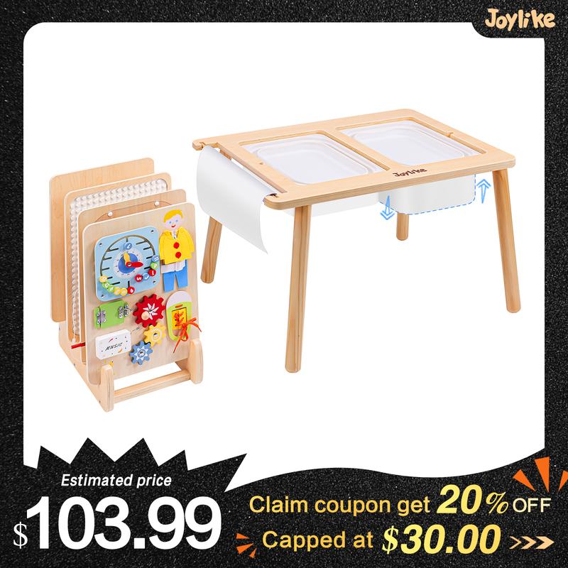 Joylike Wooden Sensory table, Household toys Maze, Time recognizing, Clothing recognizing.