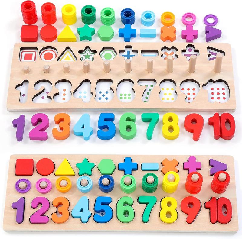 Wooden Montessori Toys Number Puzzles Sorter Counting Shape  Stacking Game Toys for Boy Girl Learning Education Math Toys