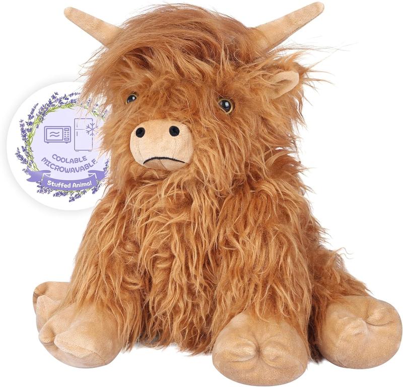 Highland Cow Stuffed Animal Microwavable Heating Pad Kid Gifts