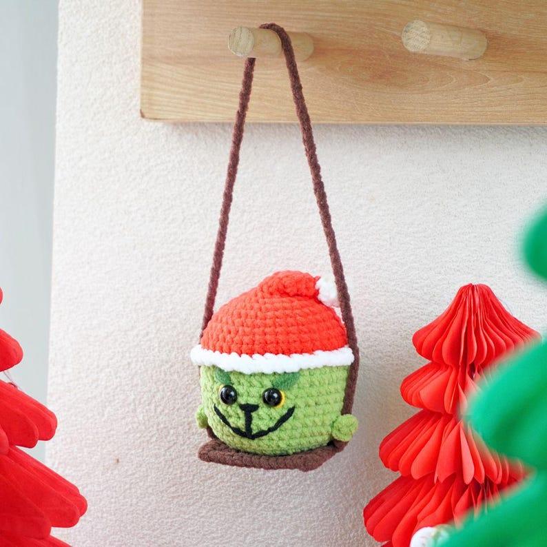 Grjnchhh On Swing Crochet, Christmas Crochet, Car Hanging Crochet, Grjnchhh Crochet (Handmade goods will be made by hand so the production time will be a little longer)