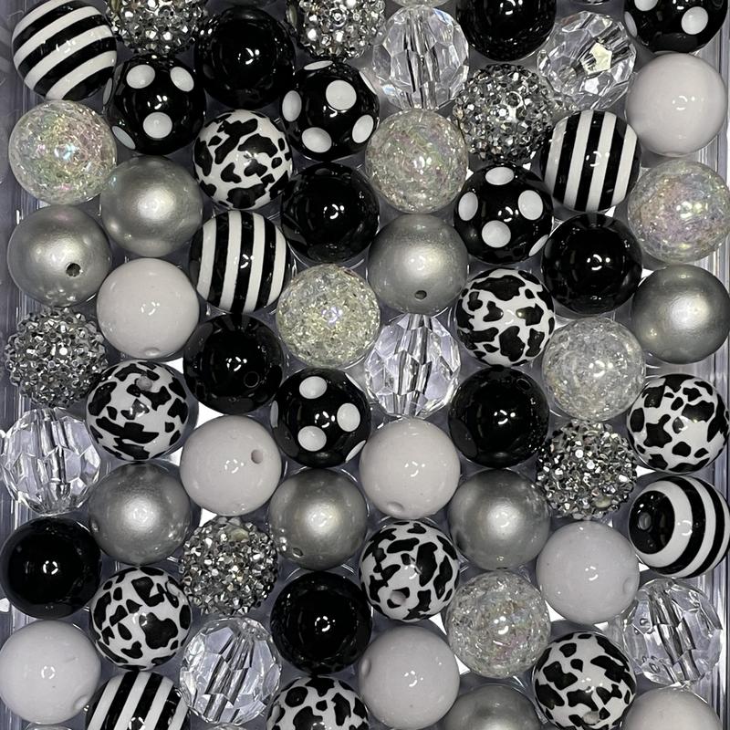 Black and White Cowgirl Mix - 20mm Bubble Gum Bead Mixes, Chunky Bead Mixes