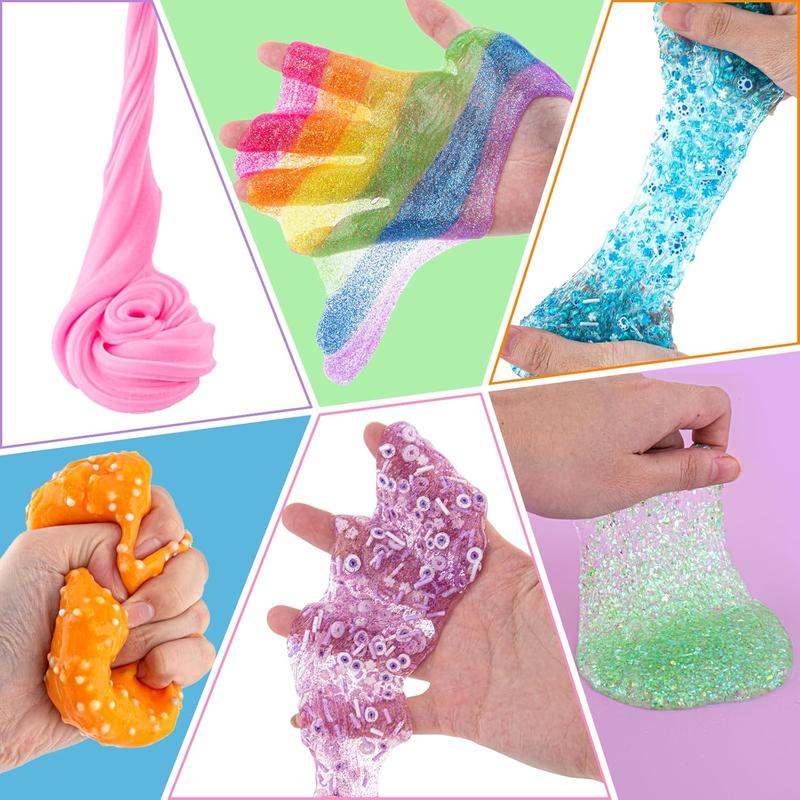 Crystal Clear Slime Kit for s, DIY Slime Making Kit with 36 Sets Add-ins, Rainbow Slime Bucket for Girls & Boys Ages 8-12, Slime Party Favors Birthday Easter Hallowmas Gift, 17 FL OZ Premade Slime