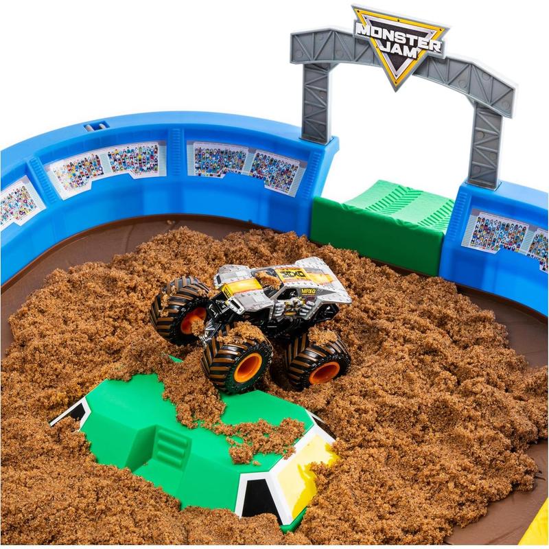 Monster Jam, Monster Dirt Arena 24-inch Playset with 2lbs of Monster Dirt and Exclusive 1:64 Scale Die-Cast Monster Jam Truck