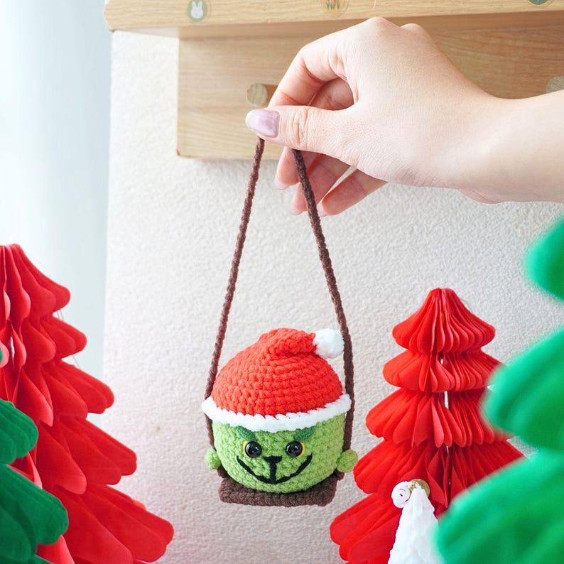 Grjnchhh On Swing Crochet, Christmas Crochet, Car Hanging Crochet, Grjnchhh Crochet (Handmade goods will be made by hand so the production time will be a little longer)