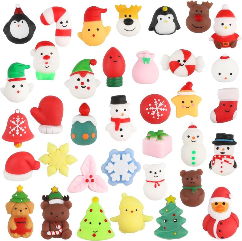 36 count Christmas Mochi Squishy Toys, Xmas Squeeze Toys Stress Reliever Anxiety Packs for Kids Christmas Party Favors Stocking Stuffers Gifts