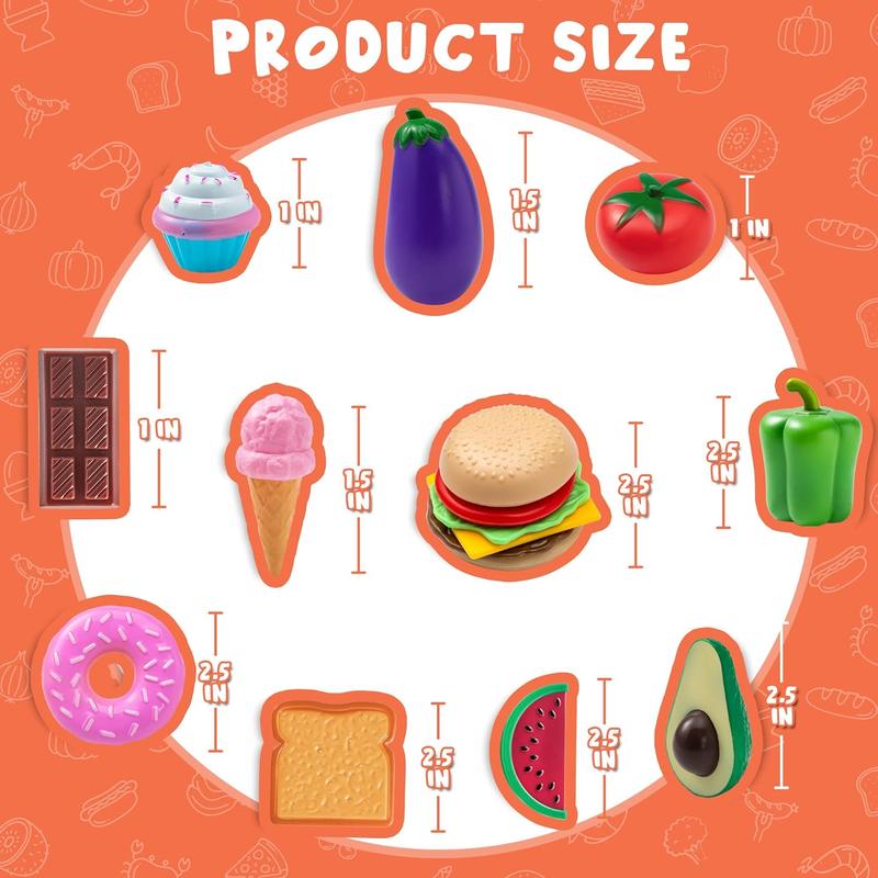 50 Pieces Kids Plastic Play Food Toys, Fake Food, Pretend Kitchen Playset Christmas New Year Bithday Gifts