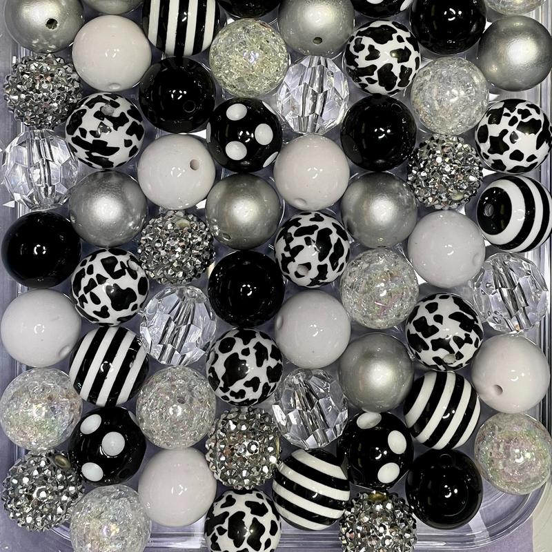 Black and White Cowgirl Mix - 20mm Bubble Gum Bead Mixes, Chunky Bead Mixes