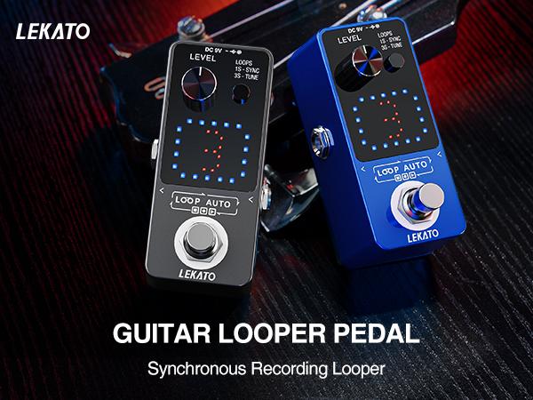 LEKATO Looper Pedal, Guitar Looper Pedal Set with 9V 0.6A Pedal Power Supply Adapter and USB Cable, Guitar Effect Looper Pedal with SYNC & Tuner Function Loop Pedal 3 Loops 18 Minutes Record Time