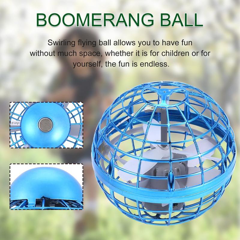 Globe Shape Gyratory Flying Ball Mini Flying Toy 360° Rotating Spinning LED Lights For Kids And Adults