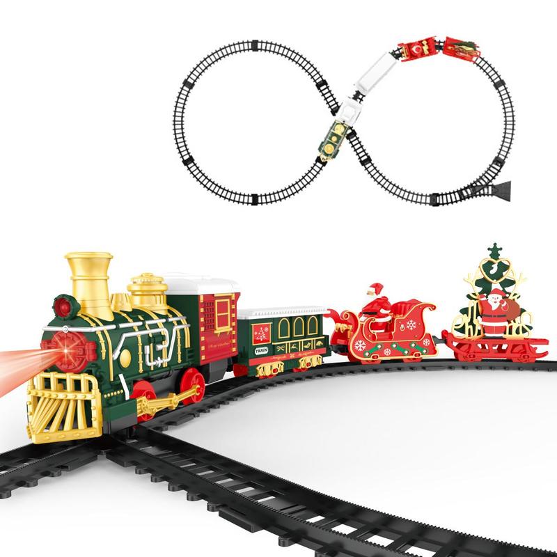 Electric Train Set, Classic Train Toy Set, 1 Set Train Model Toy with Sound & Light, Festive Gift for Boys & Girls, No Battery Provided