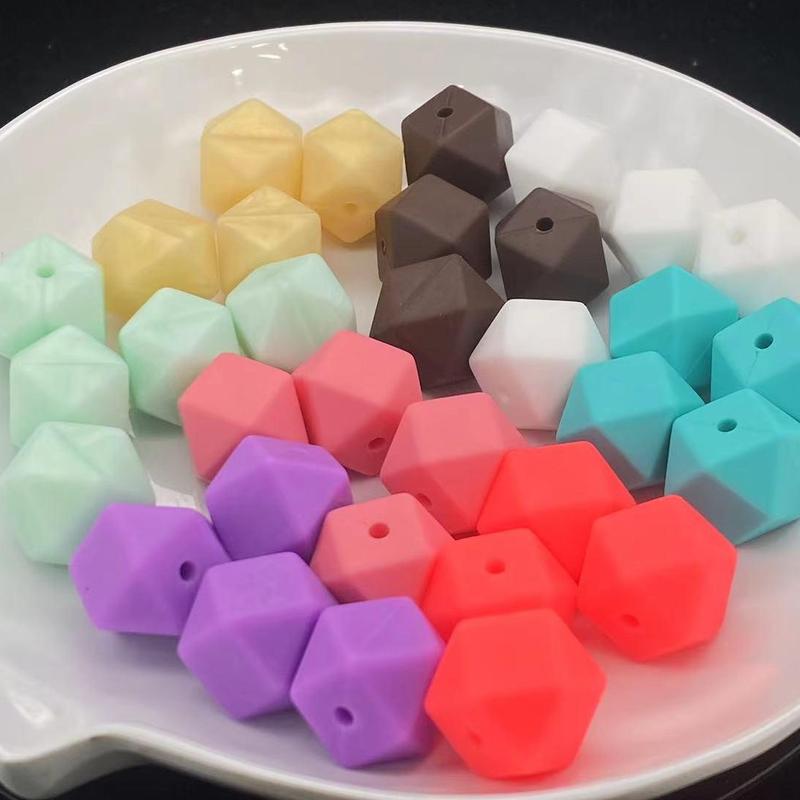 50pcs Solid Colour DIY Hexagon Beads for pens