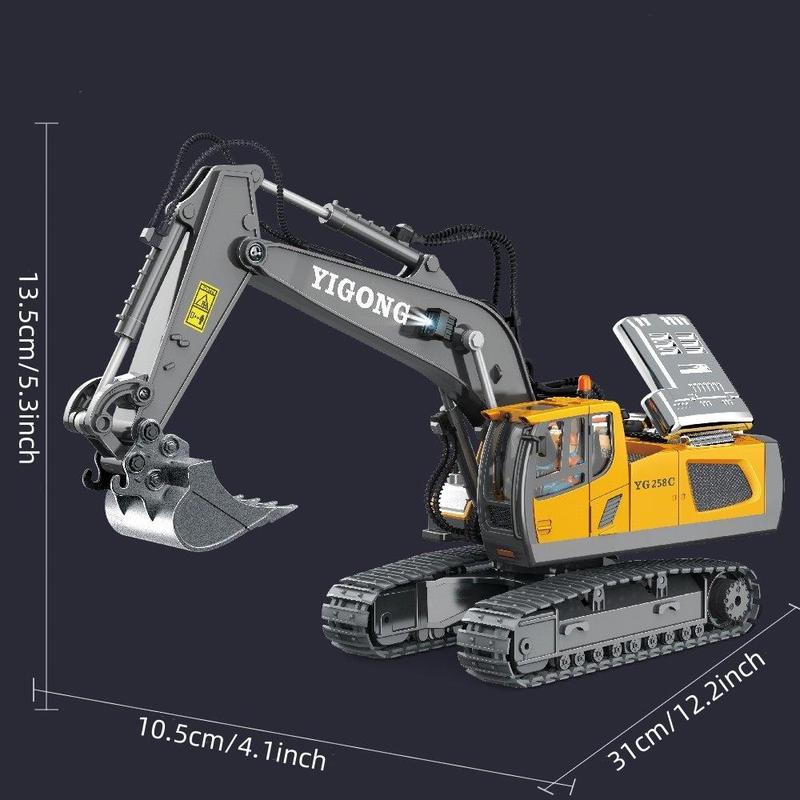 Remote Control Excavator Toy, Including 1 Remote Control Excavator Toy Car & 1 Manual & 1 Batteries & 1 Charging Cable & 1 Remote Control & 1 Screwdriver