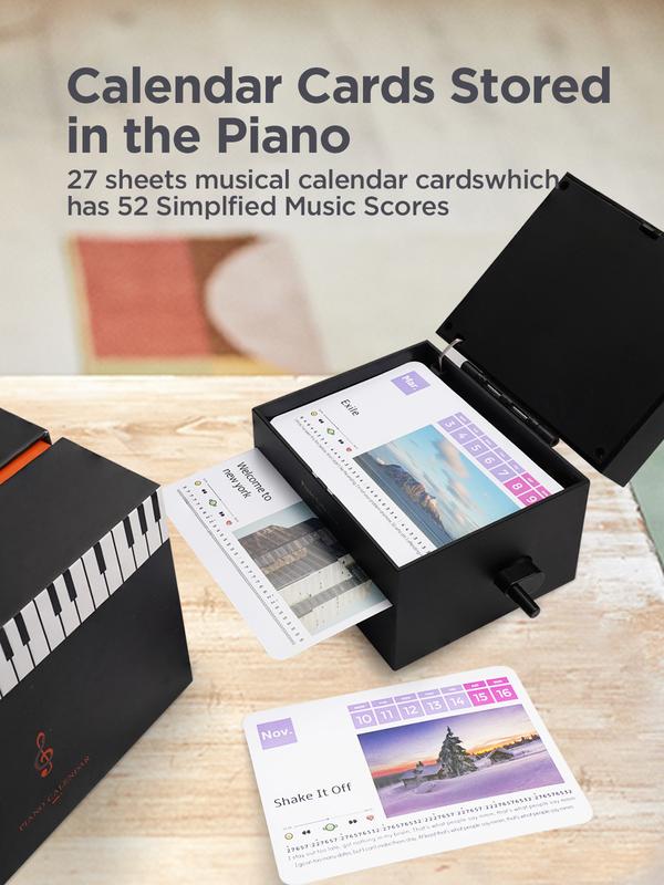 Piano Calendar 2025,Desk Calendar,Rechargeable Mini Piano With 52 Music Scores in 27 Cards,Christmas Gift,Creative Birthday Gifts