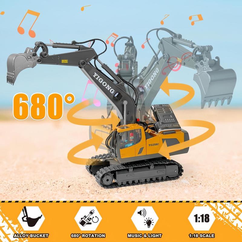 Remote Control Excavator Toy, Including 1 Remote Control Excavator Toy Car & 1 Manual & 1 Batteries & 1 Charging Cable & 1 Remote Control & 1 Screwdriver