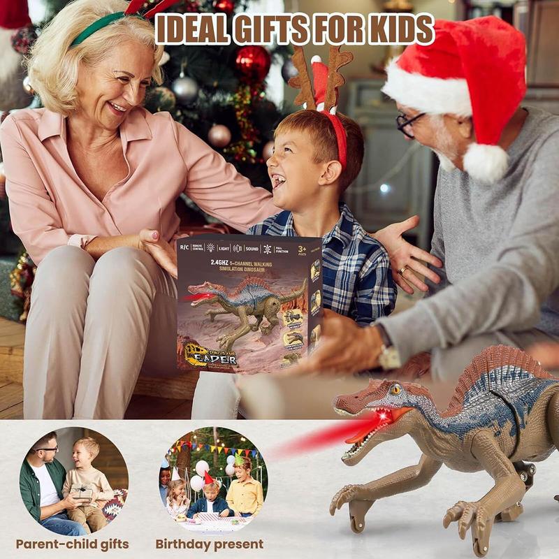 Remote Control Dinosaur Toy, 2.4G Five Way Simulation Electric Sound & Light Chicken Crown Dragon Model Gift