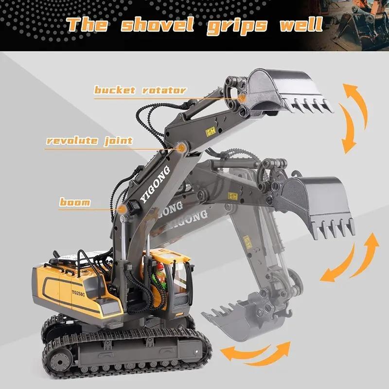 Remote Control Excavator Toy, Including 1 Remote Control Excavator Toy Car & 1 Manual & 1 Batteries & 1 Charging Cable & 1 Remote Control & 1 Screwdriver